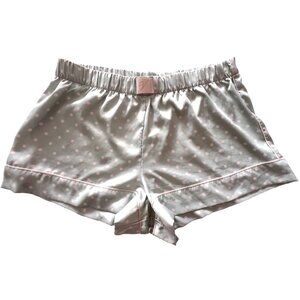 Victoria's Secret  Size L Women’s Pajama Shorts Turquoise Polka Dot Satin Logo